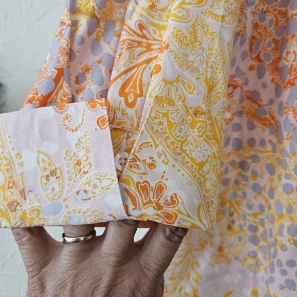 Chico’s Women's Paisley 3/4 Sleeve Button-Up No Iron Stretch Blouse Size Large - Picture 3 of 7